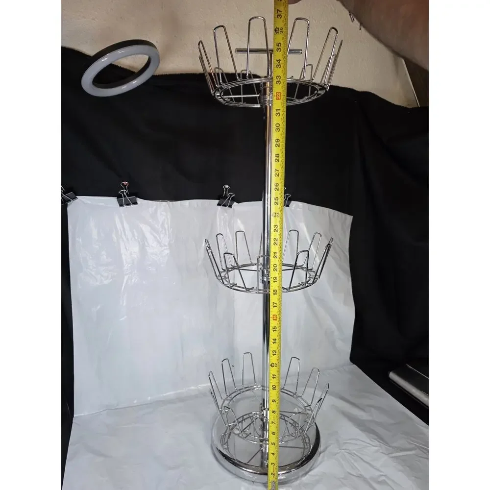 3-Tier Revolving Shoe Tree, Heavy-Duty Steel with Stabilized Base, Holds 18 Pair